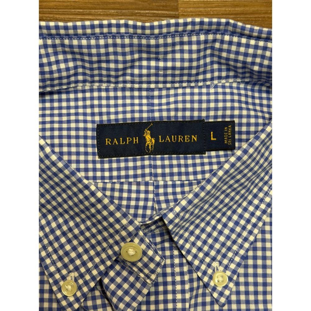 Ralph Lauren Mens Blue White Gingham Cotton Button Down Pony Logo Shirt NWT Sz L - Picture 5 of 9